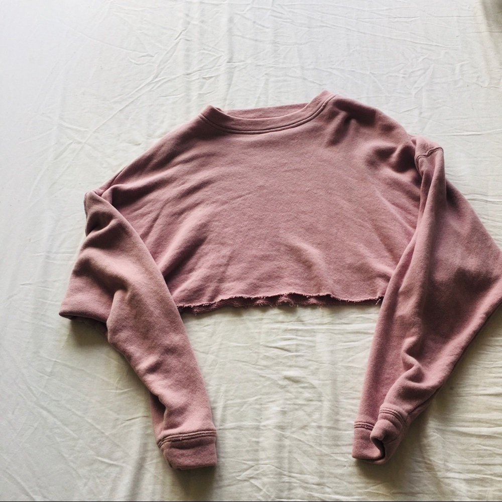 La hearts cropped hoodie pink size XS oversized